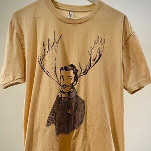 Man with antlers tee-shirt - American Apparel (LARGE)